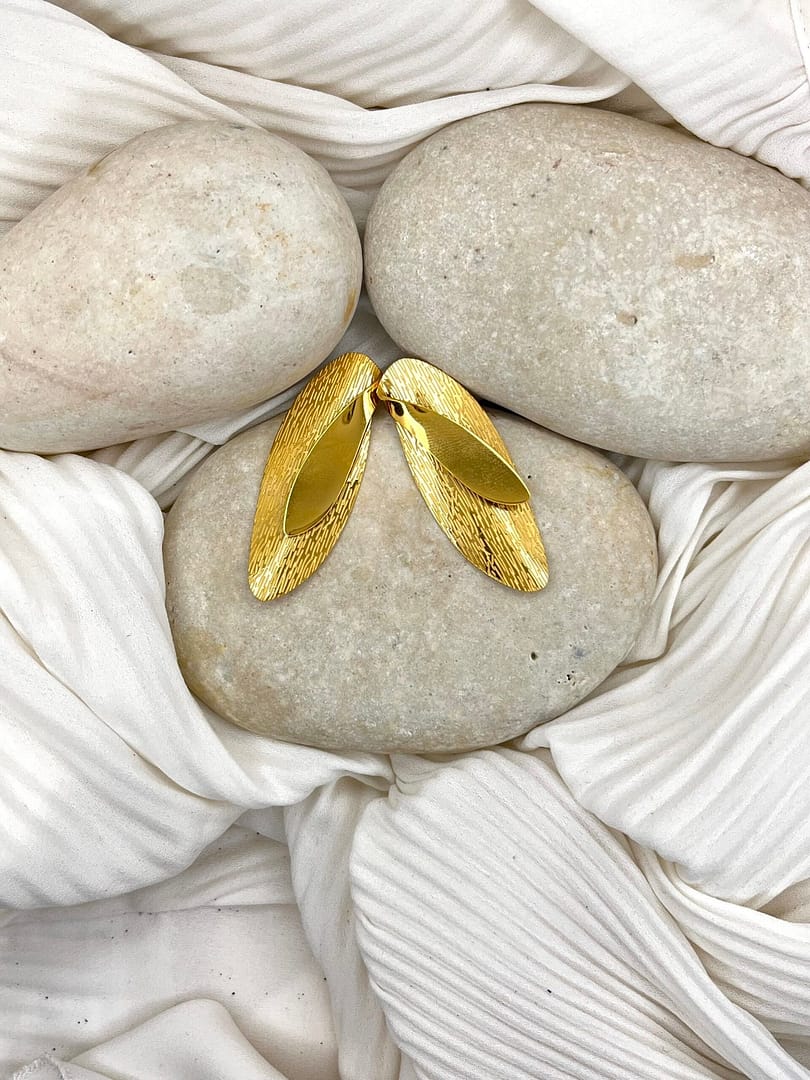 Καρφωτό Ατσάλινο Σκουλαρίκι 3D Leaf