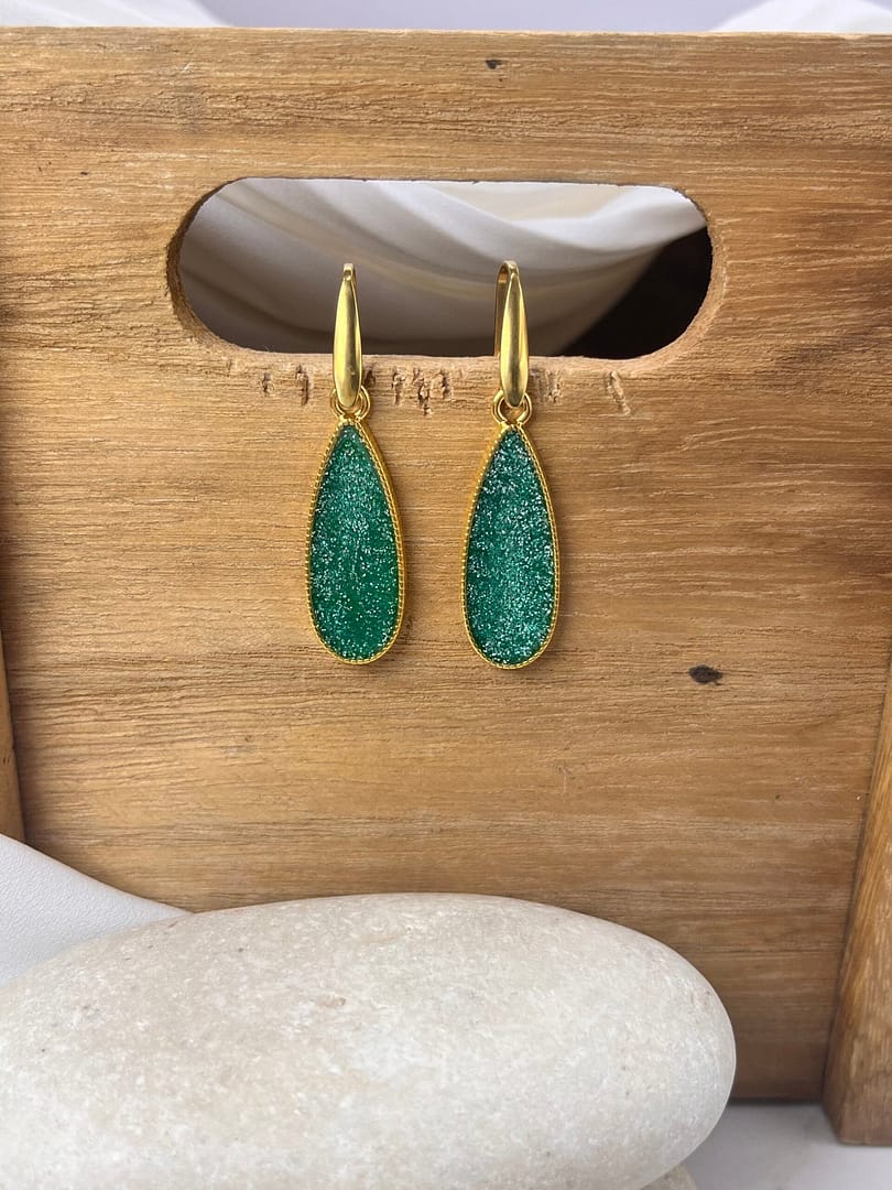 Κρεμαστό Σκουλαρίκι Tear Gold Teal
