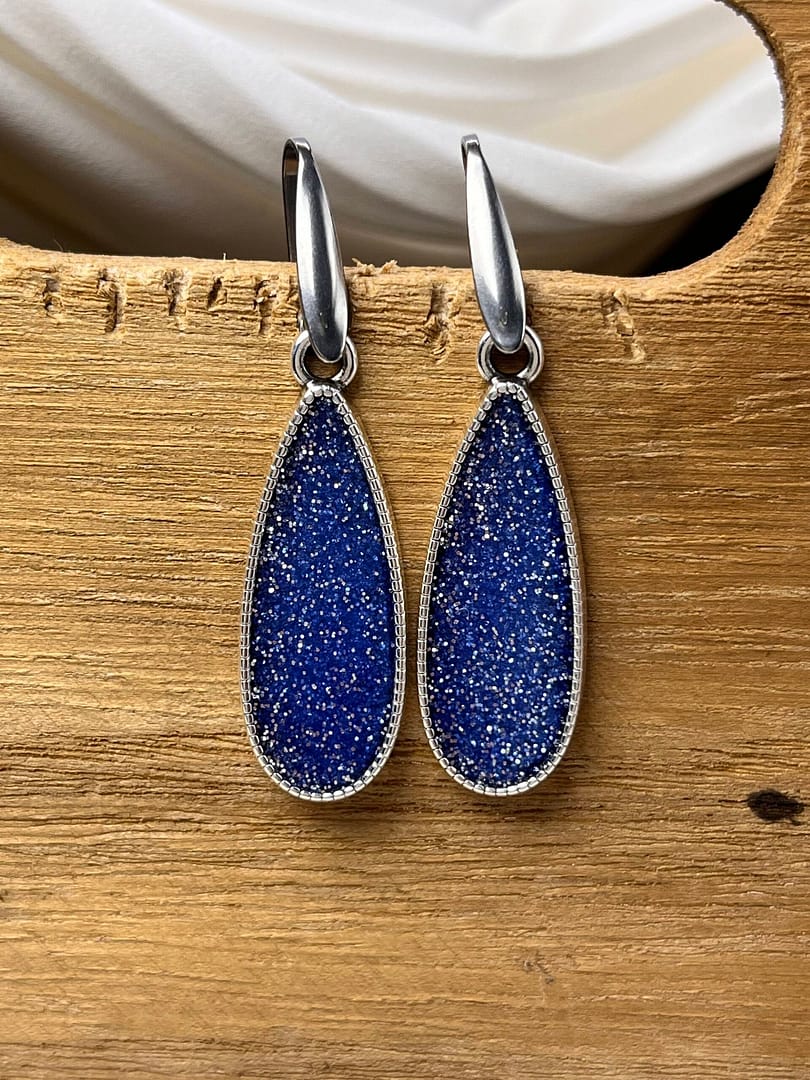 Κρεμαστό Σκουλαρίκι Tear Silver Blue