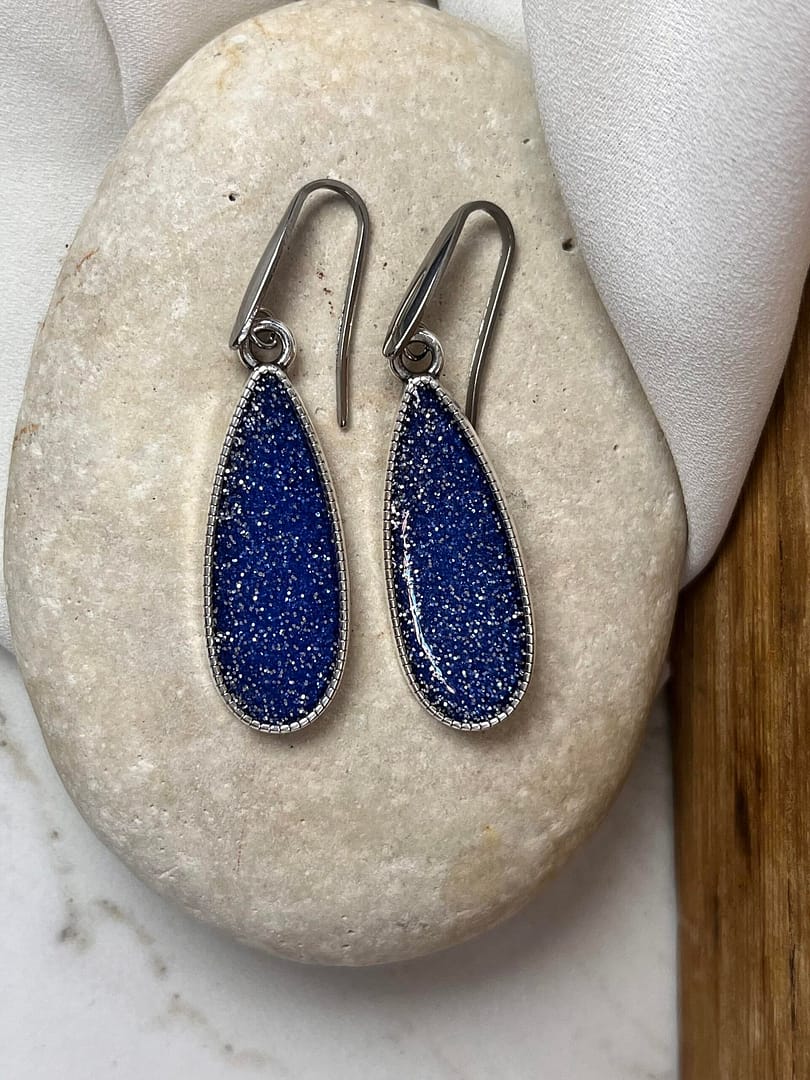 Κρεμαστό Σκουλαρίκι Tear Silver Blue