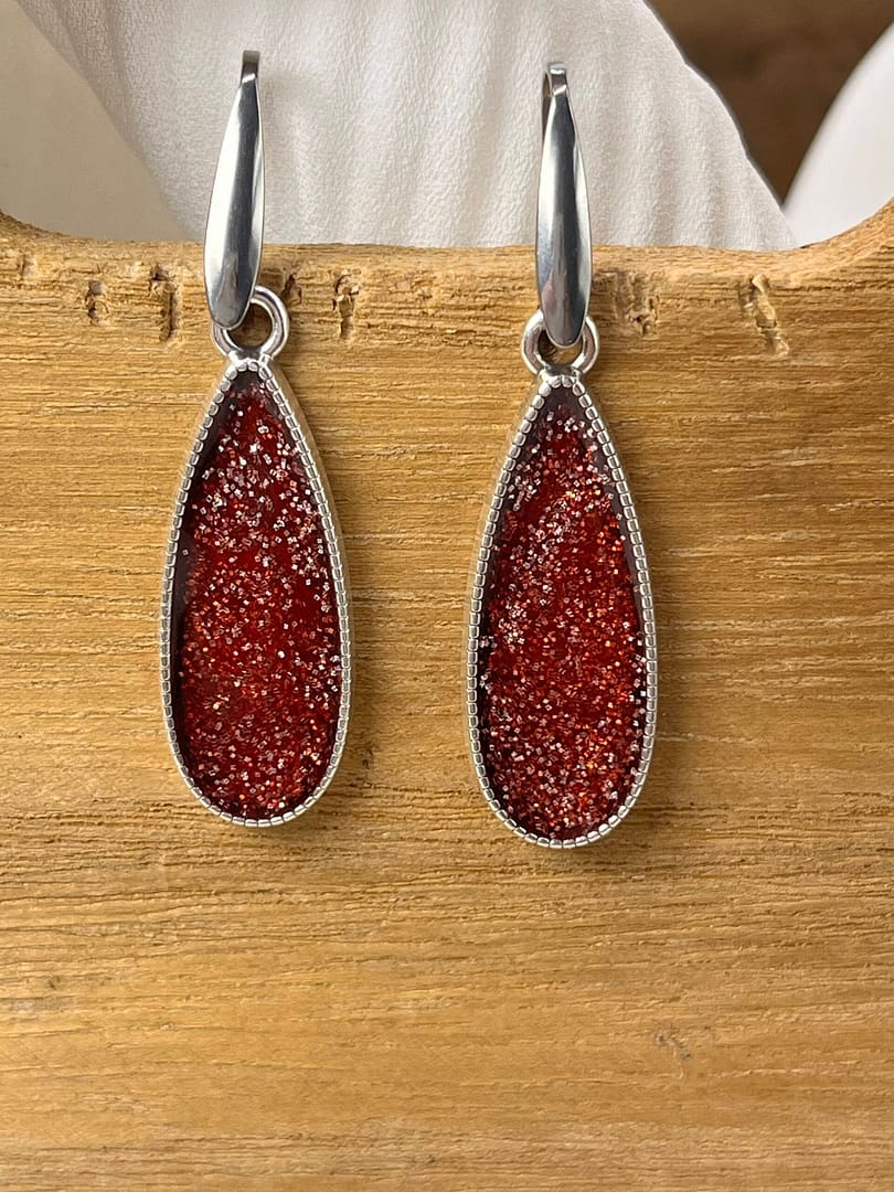 Κρεμαστό Σκουλαρίκι Tear Silver Red