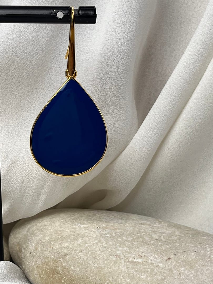 Κρεμαστό Σκουλαρίκι Drop Gold Blue