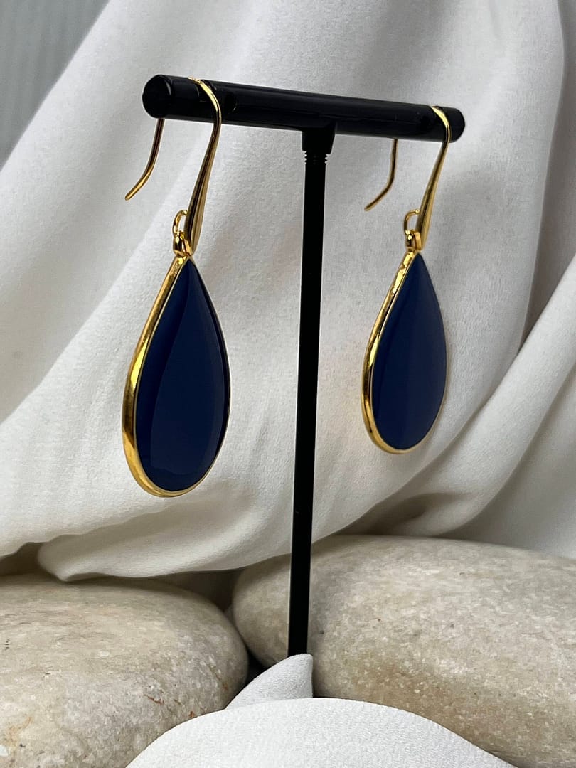 Κρεμαστό Σκουλαρίκι Drop Gold Blue