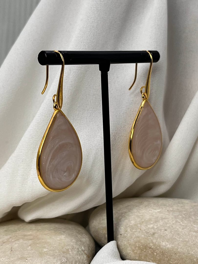 Κρεμαστό Σκουλαρίκι Drop Gold Pink