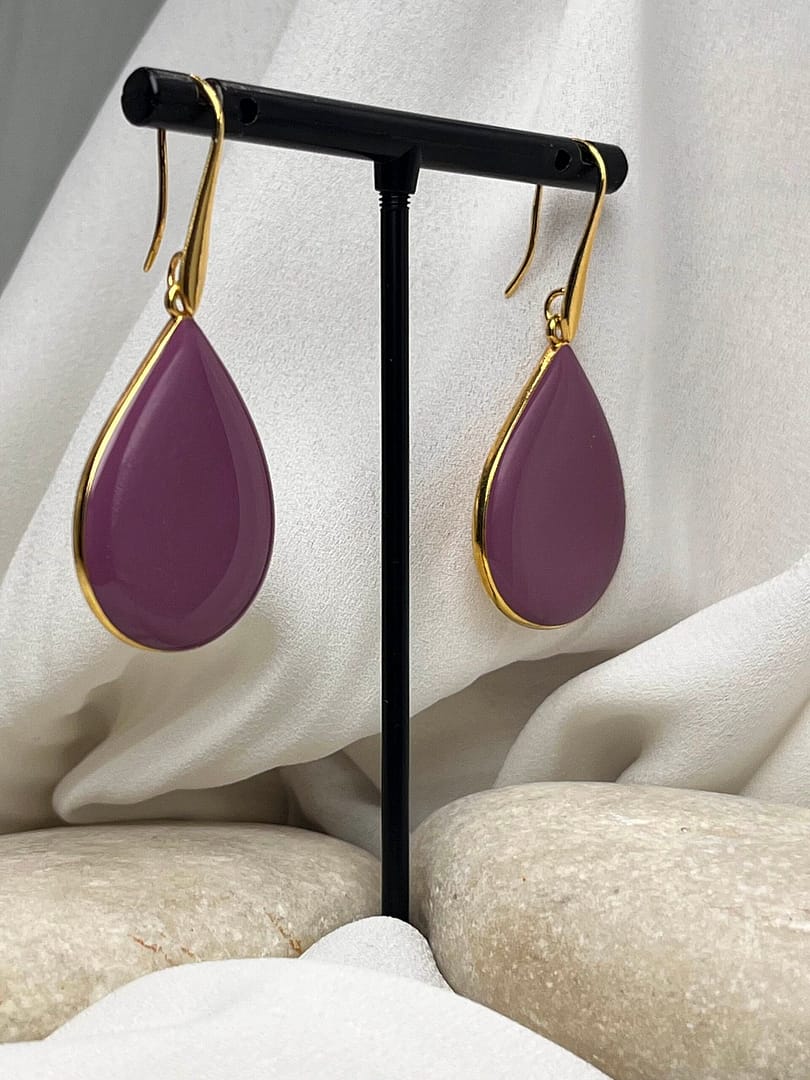 Κρεμαστό Σκουλαρίκι Drop Gold Purple