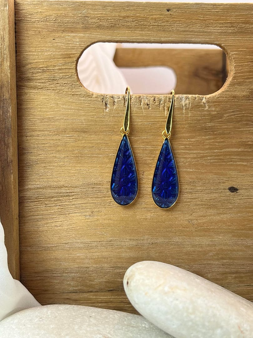 Κρεμαστό Σκουλαρίκι Tear Glass Blue
