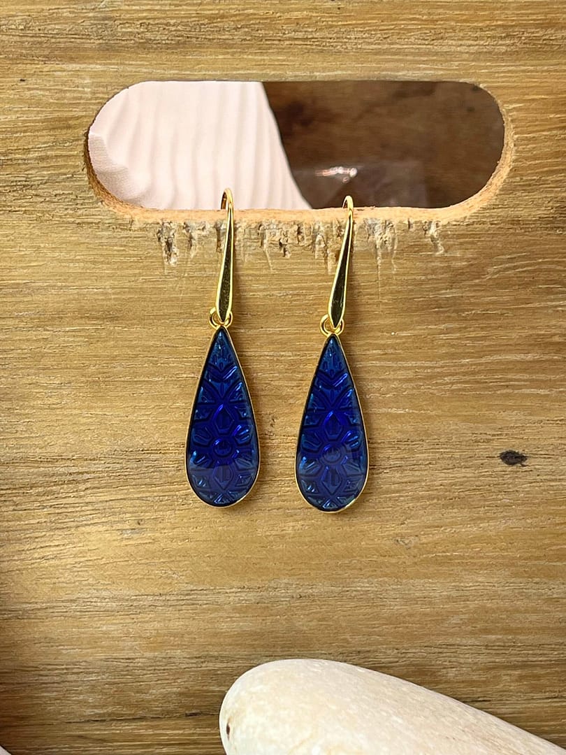 Κρεμαστό Σκουλαρίκι Tear Glass Blue