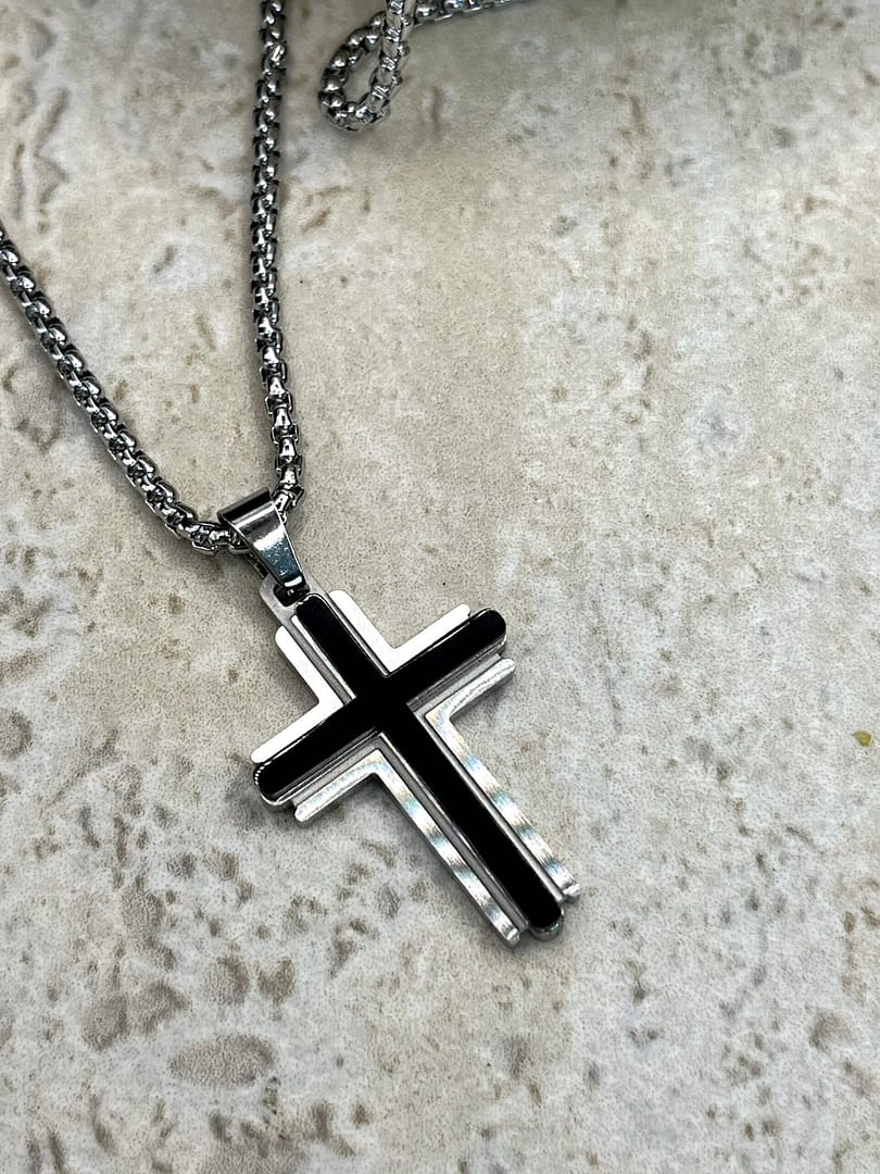 Αλυσίδα Κολιέ Cross Silver Double
