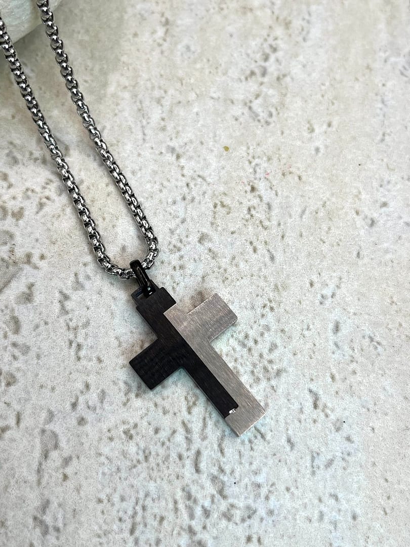 Αλυσίδα Κολιέ Cross Black Silver