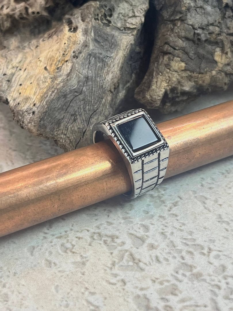 Ατσάλινο Δαχτυλίδι Brick Black Stone