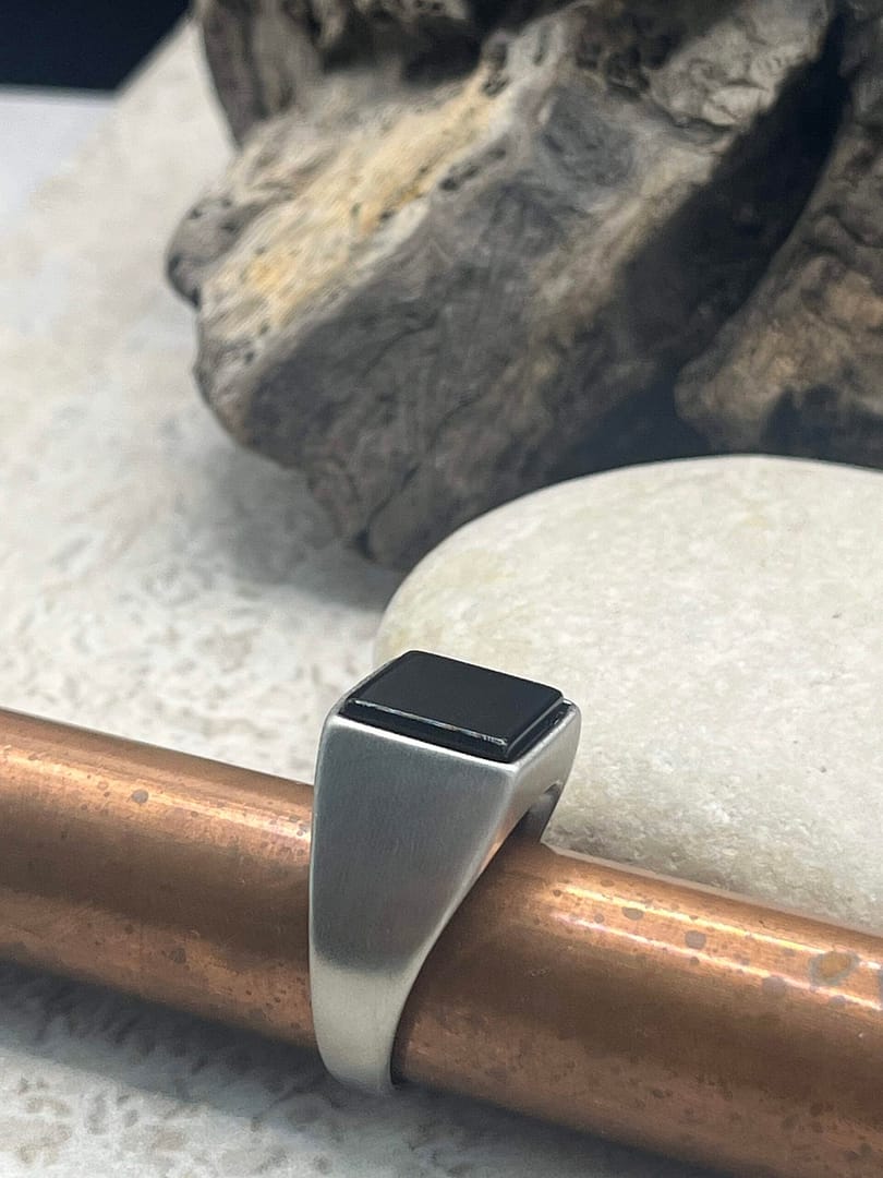 Ατσάλινο Δαχτυλίδι Silver Black Stone Satine