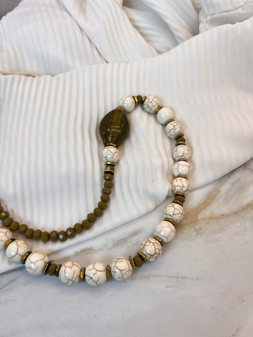 Κολιέ Howlite Olive I