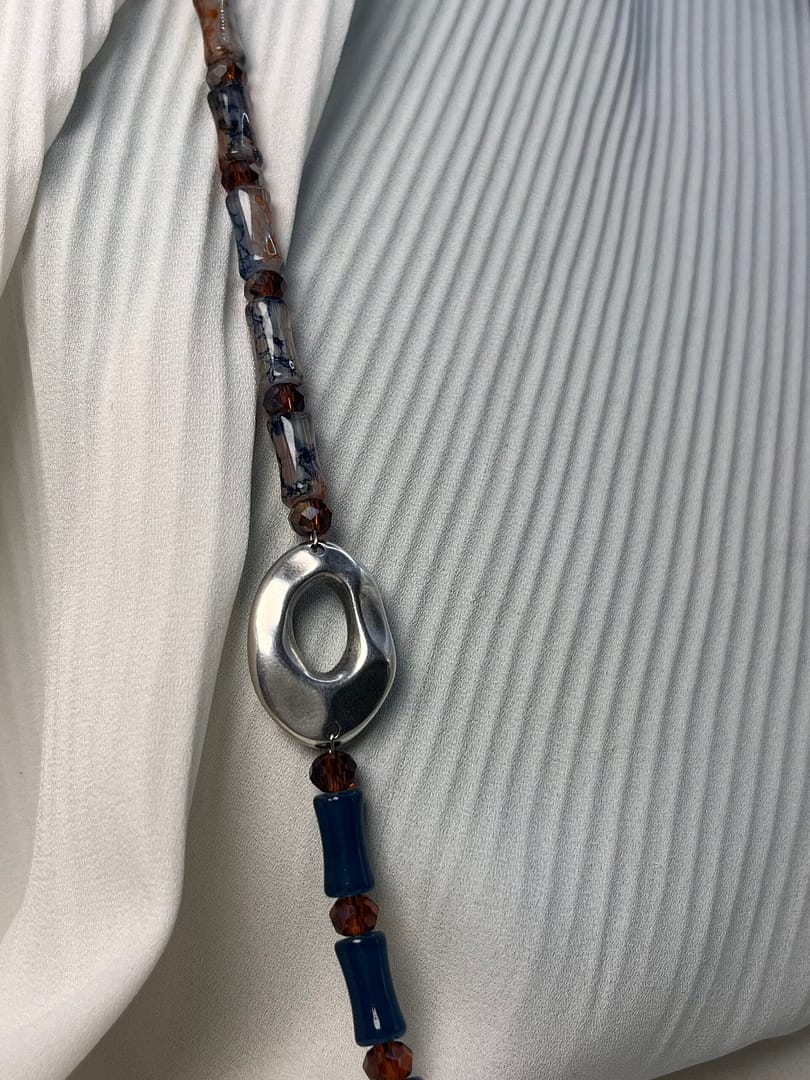 Μακρύ Κολιέ Metal Vintage Blue