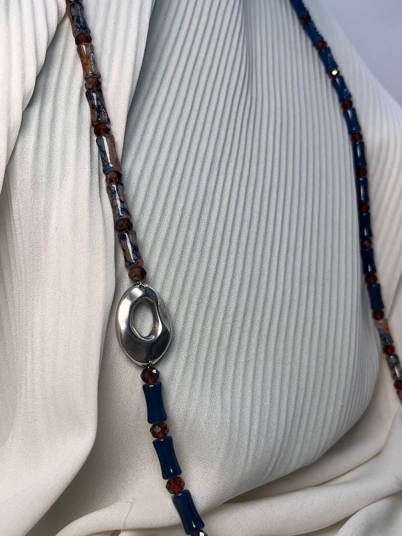 Μακρύ Κολιέ Metal Vintage Blue