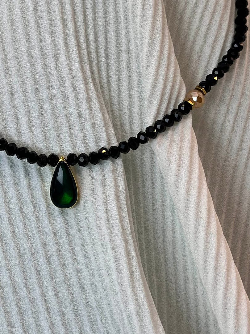 Κοντό Κολιέ Green Drop Black
