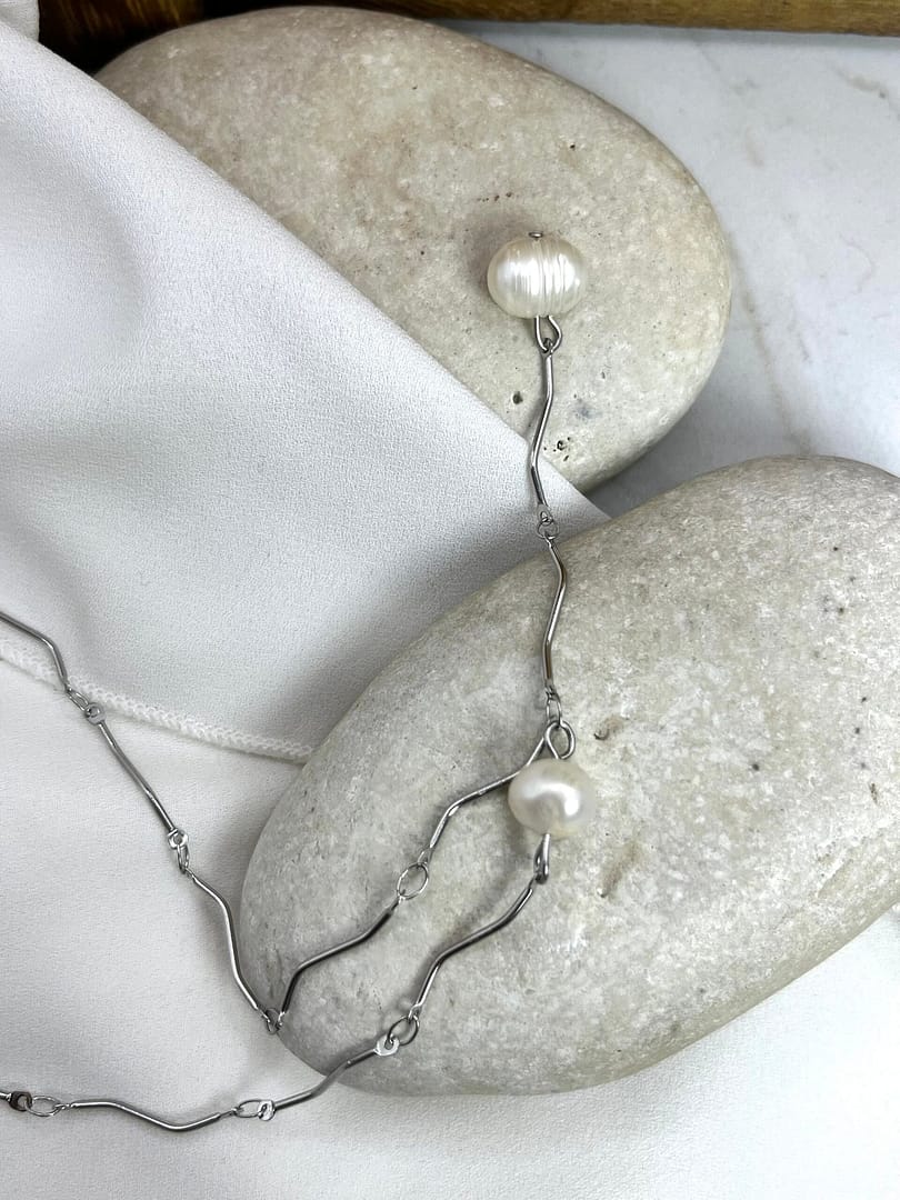 Ατσάλινο Κολιέ Silver Pearl