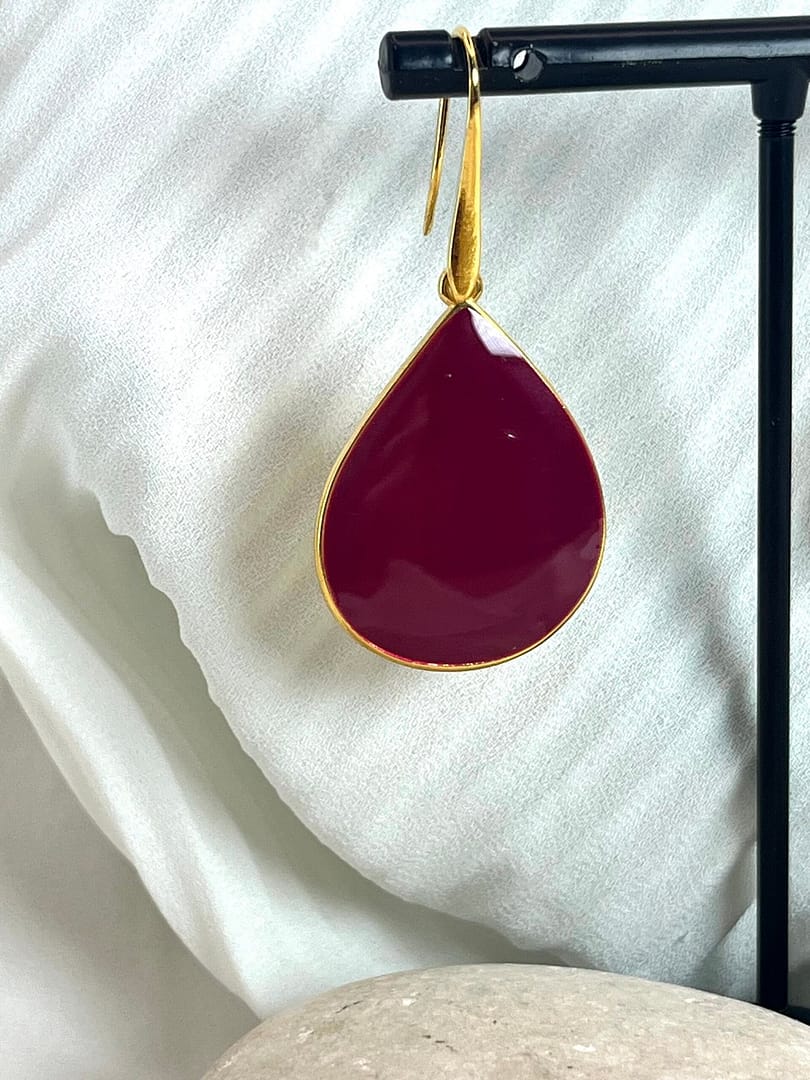 Κρεμαστό Σκουλαρίκι Drop Gold Pink