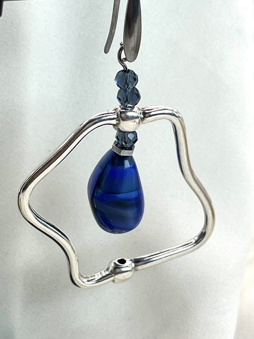 Κρεμαστό Σκουλαρίκι Square Blue