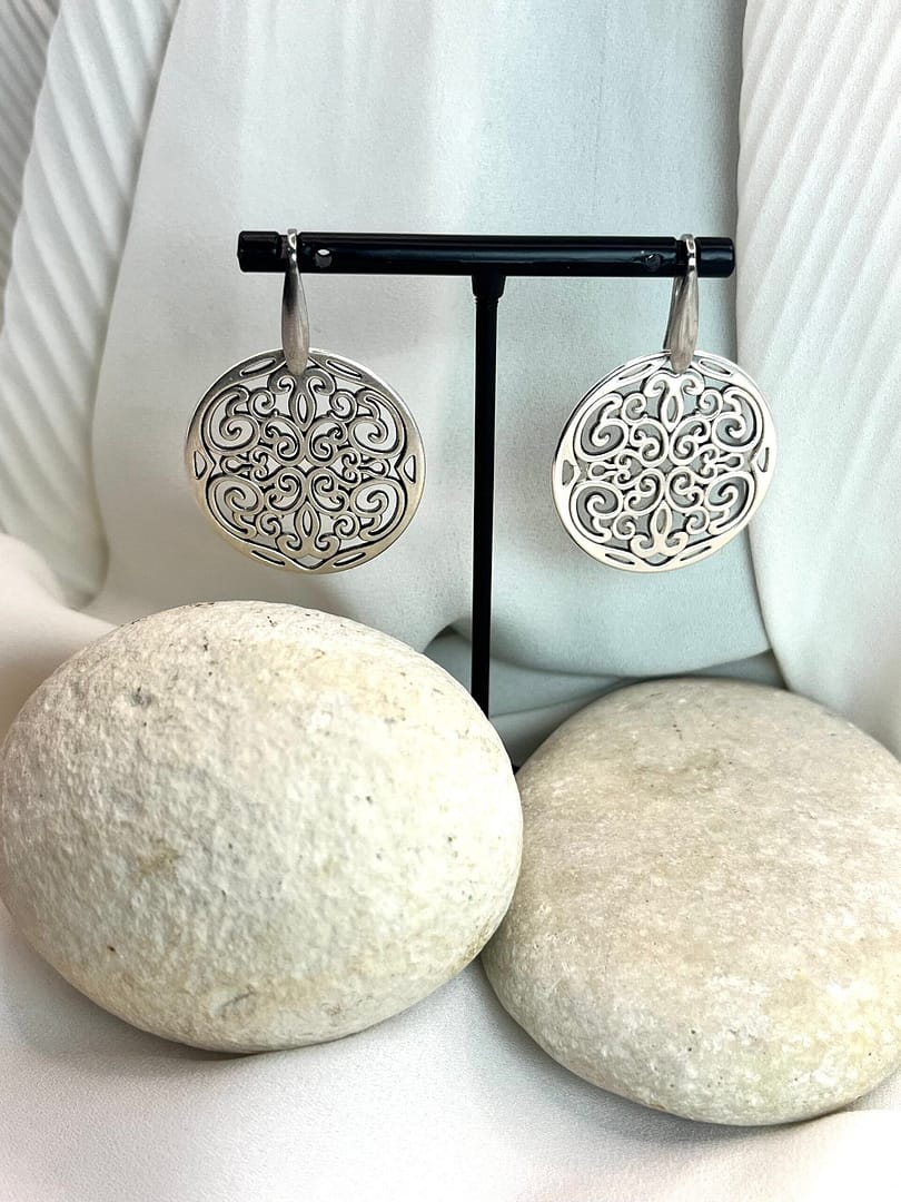 Κρεμαστό Σκουλαρίκι Filigree Silver Round