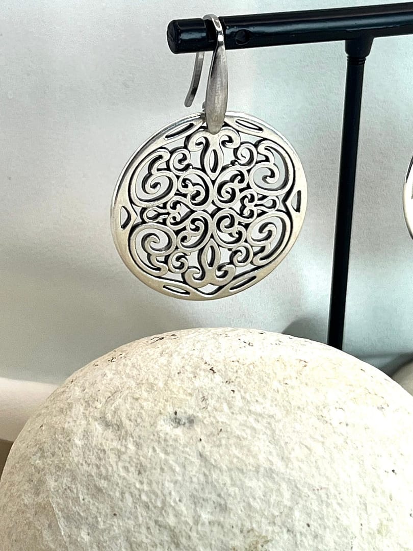Κρεμαστό Σκουλαρίκι Filigree Silver Round