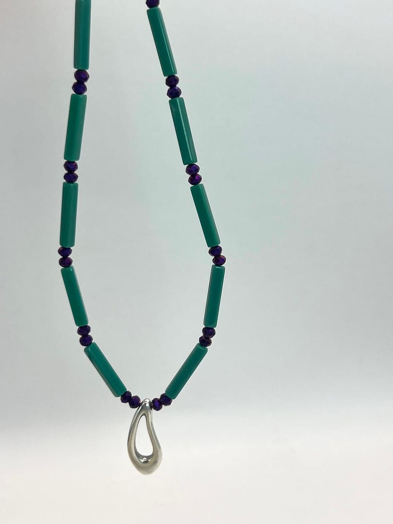Κολιέ Brick Teal Silver